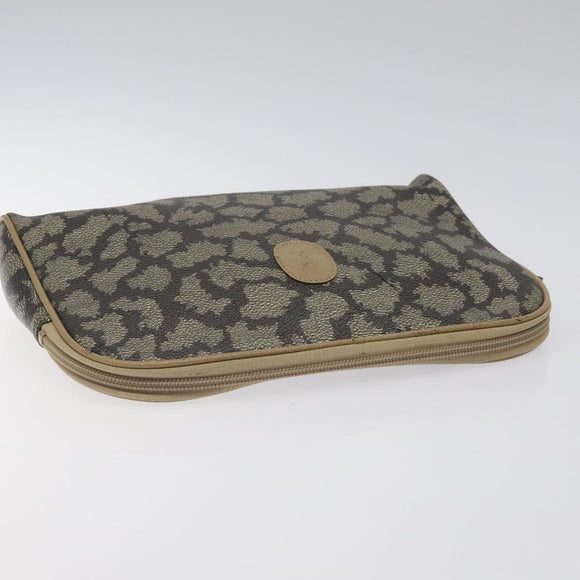 SAINT LAURENT Clutch Bag PVC Brown Gold Auth ar13514