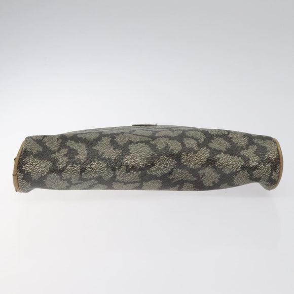 SAINT LAURENT Clutch Bag PVC Brown Gold Auth ar13514