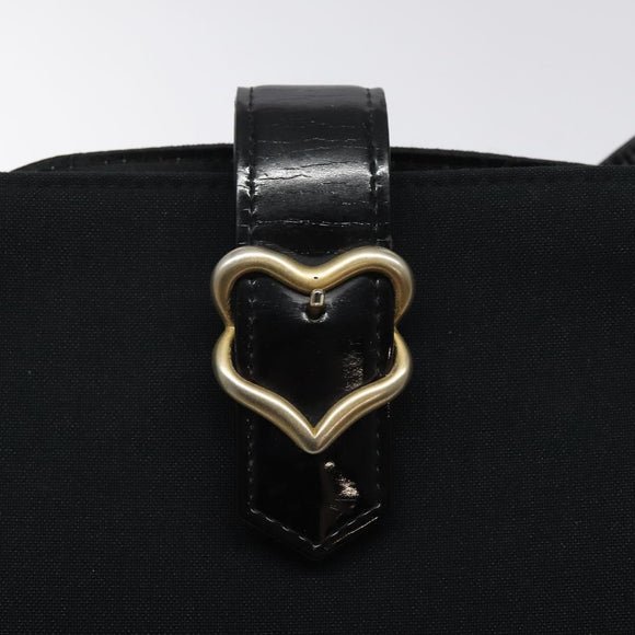 SAINT LAURENT Shoulder Bag Canvas Black Gold Auth ar13515