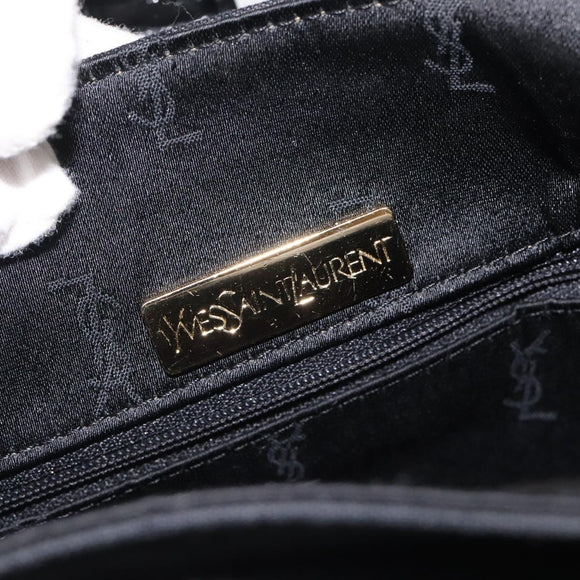 SAINT LAURENT Shoulder Bag Canvas Black Gold Auth ar13515