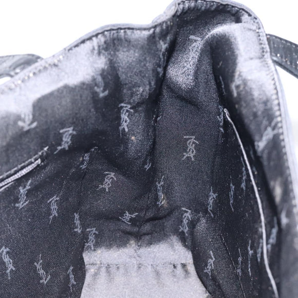 SAINT LAURENT Shoulder Bag Canvas Black Gold Auth ar13515