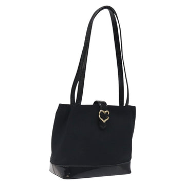 SAINT LAURENT Shoulder Bag Canvas Black Gold Auth ar13515