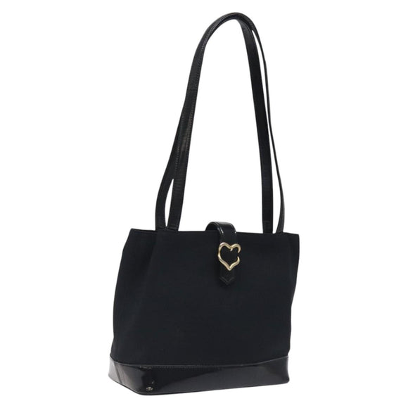 SAINT LAURENT Shoulder Bag Canvas Black Gold Auth ar13515