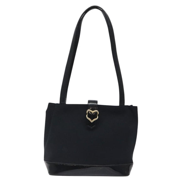 SAINT LAURENT Shoulder Bag Canvas Black Gold Auth ar13515