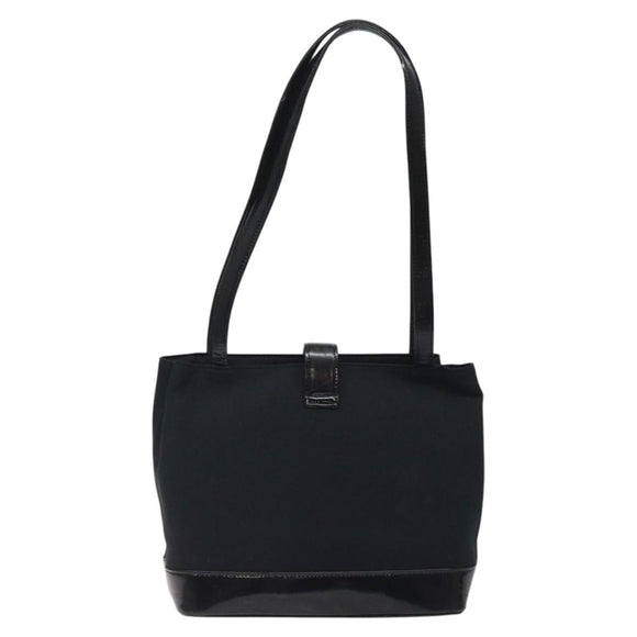 SAINT LAURENT Shoulder Bag Canvas Black Gold Auth ar13515