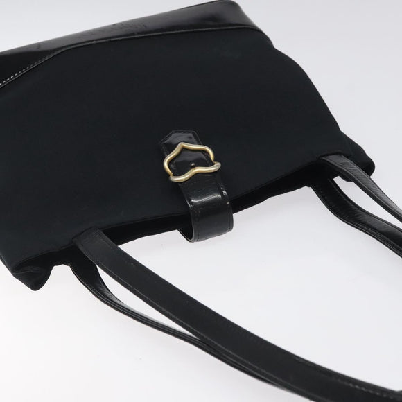 SAINT LAURENT Shoulder Bag Canvas Black Gold Auth ar13515