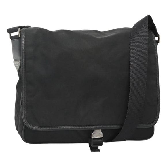 PRADA Shoulder Bag Nylon Black Silver Auth ar13535