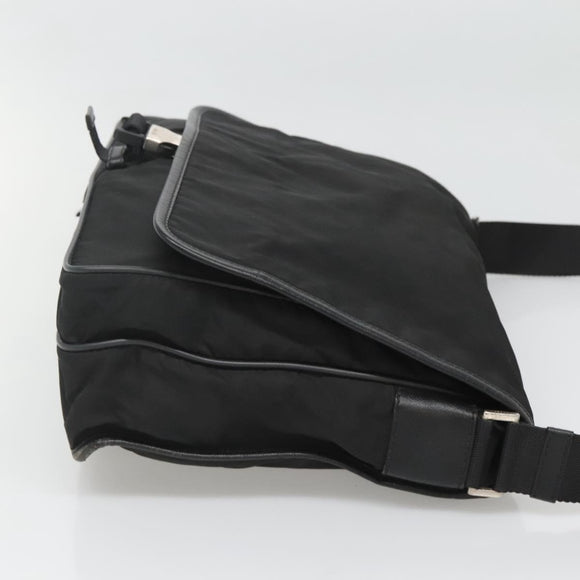 PRADA Shoulder Bag Nylon Black Silver Auth ar13535