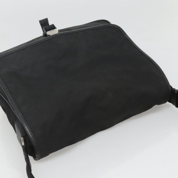 PRADA Shoulder Bag Nylon Black Silver Auth ar13535