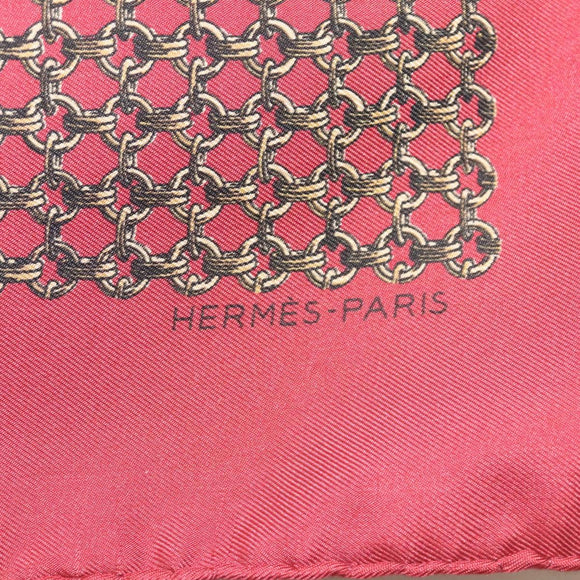 HERMES Carre 45 Scarf Silk Bordeaux Auth ar13551