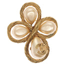 CHANEL Brooch metal Gold CC Auth ar13554-1