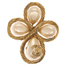 CHANEL Brooch metal Gold CC Auth ar13554-2