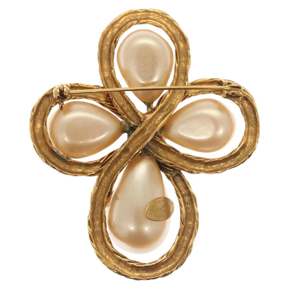 CHANEL Brooch metal Gold CC Auth ar13554