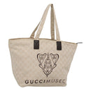 GUCCI GG Canvas Tote Bag Beige Silver 283416 Auth ar13566-1