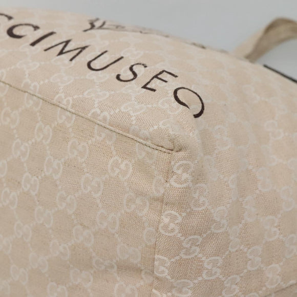 GUCCI GG Canvas Tote Bag Beige Silver 283416 Auth ar13566