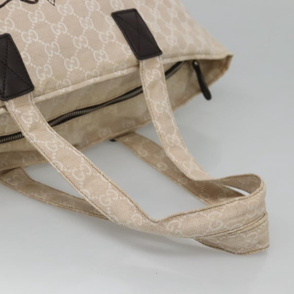 GUCCI GG Canvas Tote Bag Beige Silver 283416 Auth ar13566