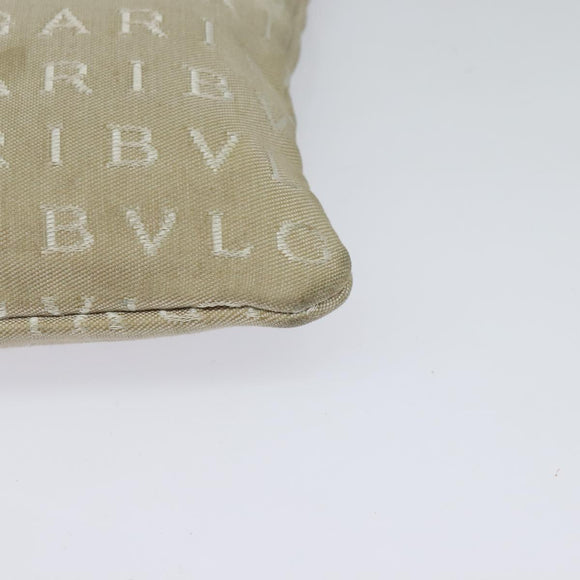 BVLGARI Shoulder Bag Canvas Beige Silver Auth ar13574