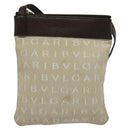 BVLGARI Shoulder Bag Canvas Beige Silver Auth ar13574-2