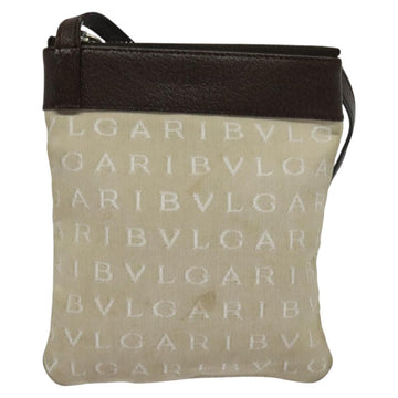 BVLGARI Shoulder Bag Canvas Beige Silver Auth ar13574 - 0