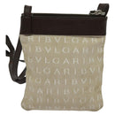 BVLGARI Shoulder Bag Canvas Beige Silver Auth ar13574-2