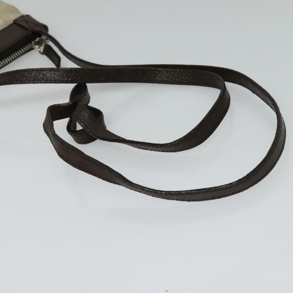 BVLGARI Shoulder Bag Canvas Beige Silver Auth ar13574