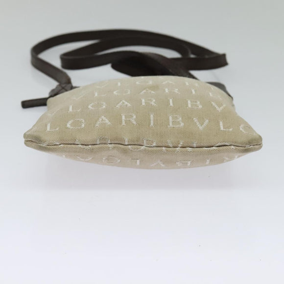BVLGARI Shoulder Bag Canvas Beige Silver Auth ar13574
