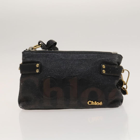 Chloe Shoulder Bag Leather 2Set Black Beige Gold Auth ar13578