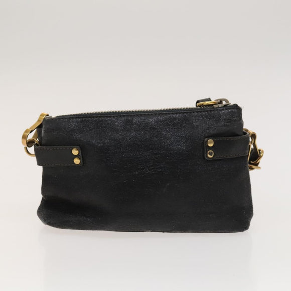 Chloe Shoulder Bag Leather 2Set Black Beige Gold Auth ar13578