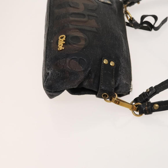 Chloe Shoulder Bag Leather 2Set Black Beige Gold Auth ar13578