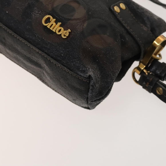 Chloe Shoulder Bag Leather 2Set Black Beige Gold Auth ar13578