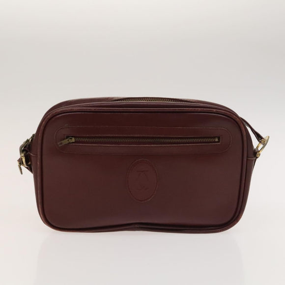 Gianni Versace Cartier Bag Nylon Leather 2 Set Bordeaux Beige Auth ar13582