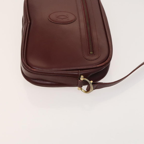 Gianni Versace Cartier Bag Nylon Leather 2 Set Bordeaux Beige Auth ar13582