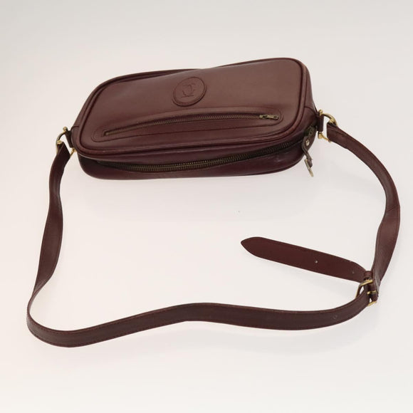 Gianni Versace Cartier Bag Nylon Leather 2 Set Bordeaux Beige Auth ar13582