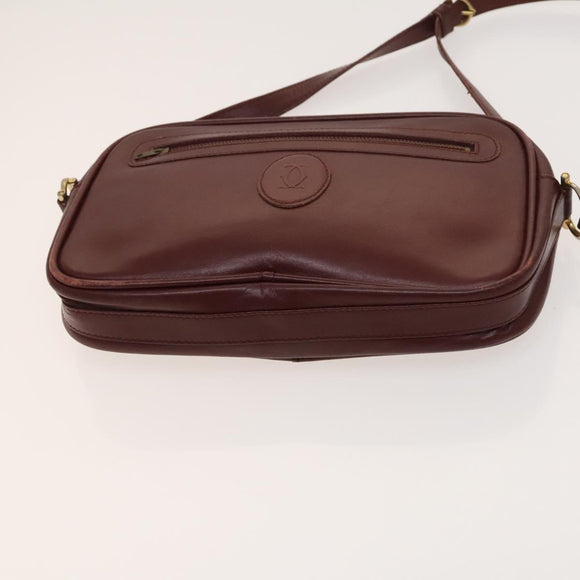 Gianni Versace Cartier Bag Nylon Leather 2 Set Bordeaux Beige Auth ar13582