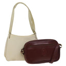 Gianni Versace Cartier Bag Nylon Leather 2 Set Bordeaux Beige Auth ar13582-1