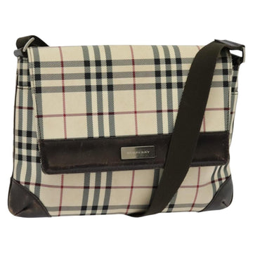 BURBERRY Nova Check Shoulder Bag Canvas Beige Auth ar13583
