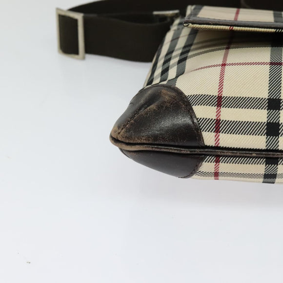 BURBERRY Nova Check Shoulder Bag Canvas Beige Auth ar13583