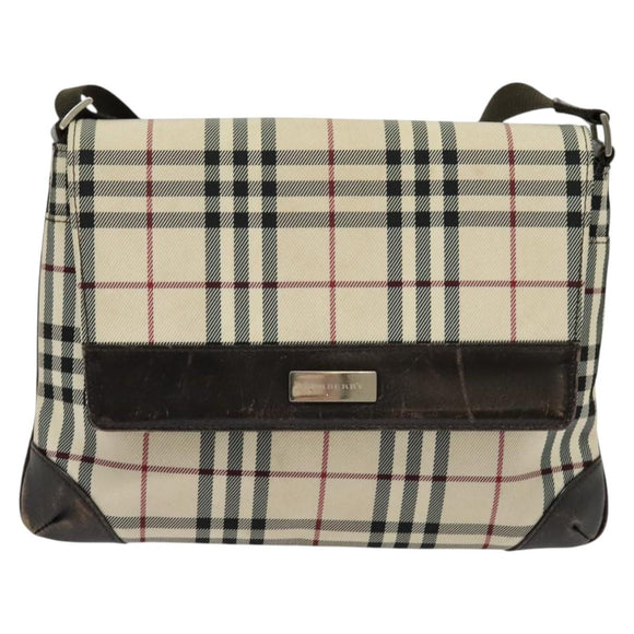 BURBERRY Nova Check Shoulder Bag Canvas Beige Auth ar13583