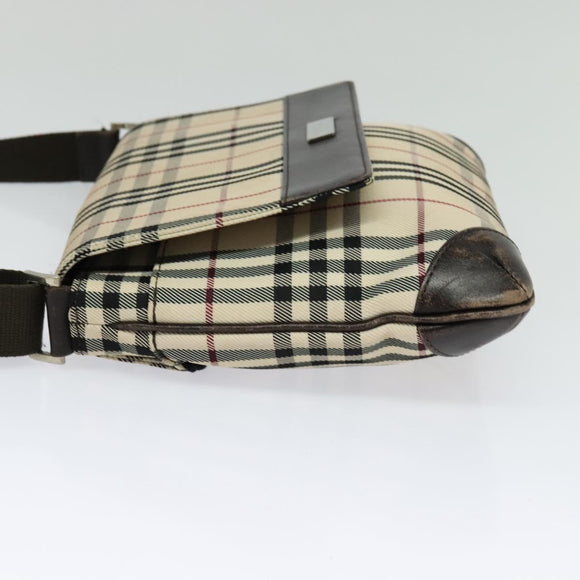 BURBERRY Nova Check Shoulder Bag Canvas Beige Auth ar13583