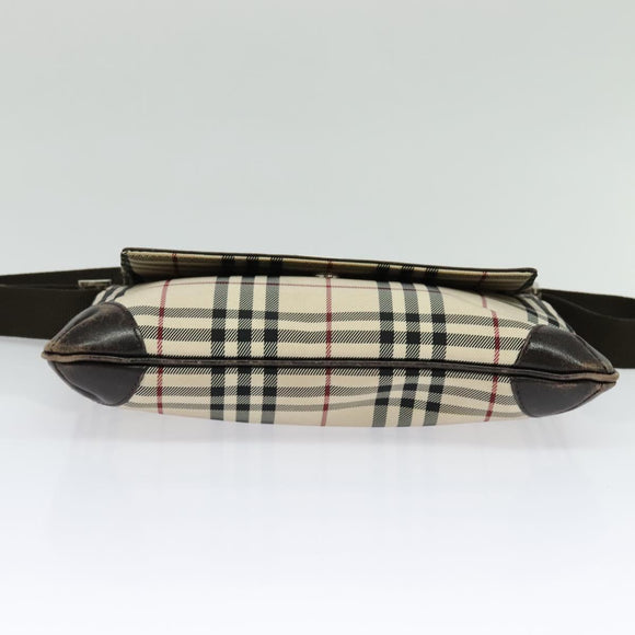 BURBERRY Nova Check Shoulder Bag Canvas Beige Auth ar13583