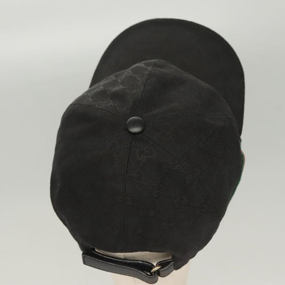 GUCCI Web Sherry Line Hat XL Black Green Red 200035 Auth ar13585