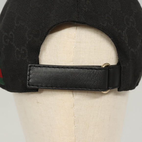 GUCCI Web Sherry Line Hat XL Black Green Red 200035 Auth ar13585