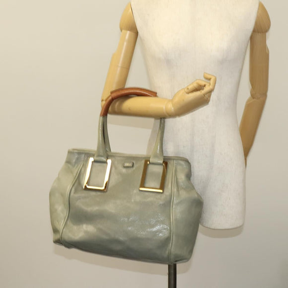 Chloe Etel Hand Bag Leather Gray Gold Auth ar13587