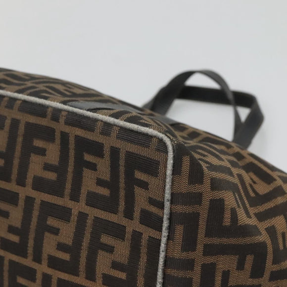 FENDI Zucca Canvas Hand Bag Brown Black gold Auth ar13588