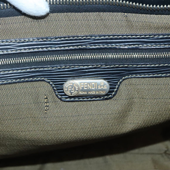 FENDI Zucca Canvas Hand Bag Brown Black gold Auth ar13588