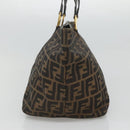 FENDI Zucca Canvas Hand Bag Brown Black gold Auth ar13588-4