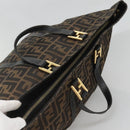 FENDI Zucca Canvas Hand Bag Brown Black gold Auth ar13588-6
