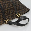 FENDI Zucca Canvas Hand Bag Brown Black gold Auth ar13588-7