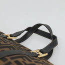 FENDI Zucca Canvas Hand Bag Brown Black gold Auth ar13588-8