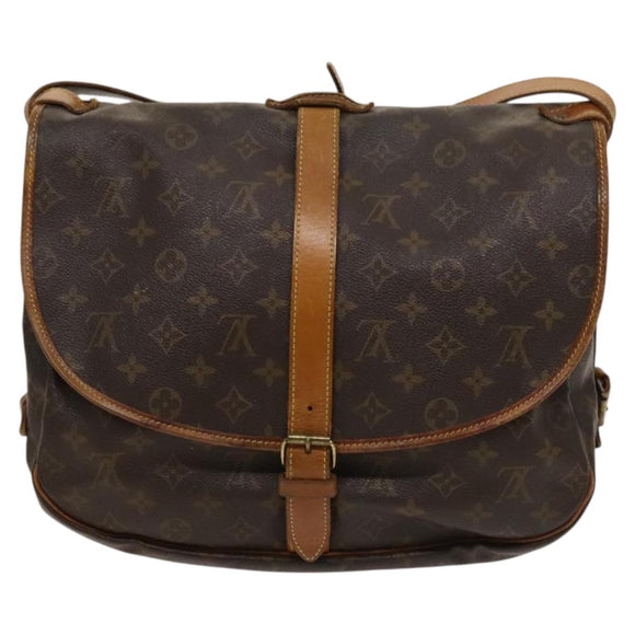 LOUIS VUITTON Monogram Saumur 35 Shoulder Bag M42254 LV Auth ar13595